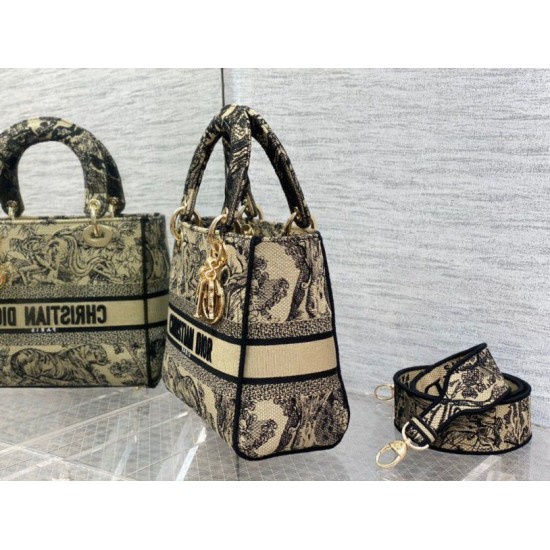 Replica Borsa Dior Medium Lady D-Lite Toile de Jouy Ricamo Marrone Replica Borsa Dior Medium Lady D-Lite Toile de Jouy Ricamo Marrone