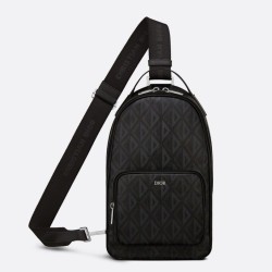 Borsa a tracolla Dior Mini Rider CD Diamond Canvas nera