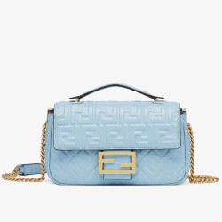 Borsa Midi Fendi Baguette Chain Nappa Blu