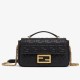 Replica Borsa midi Fendi Baguette con catena in nappa nera Replica Borsa midi Fendi Baguette con catena in nappa nera
