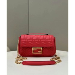 Borsa Midi Fendi Baguette Chain Nappa Rossa Borsa Midi Fendi Baguette Chain Nappa Rossa