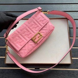 Borsa Baguette Media Fendi Motivo FF Rosa