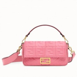 Borsa Baguette Media Fendi Motivo FF Rosa