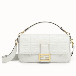 Borsa Baguette Grande Fendi Motivo FF Bianca