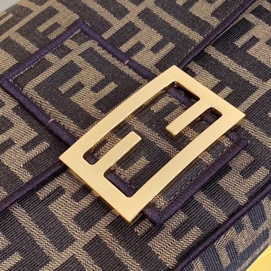 Replica Borsa grande Fendi Baguette in tessuto FF con finiture nere Replica Borsa grande Fendi Baguette in tessuto FF con finiture nere