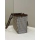 Replica Shopper Fendi X-Tote in lana pied de poule con ricamo FF 8BH374 Marrone Replica Shopper Fendi X-Tote in lana pied de poule con ricamo FF 8BH374 Marrone