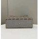 Replica Shopper Fendi X-Tote in lana pied de poule con ricamo FF 8BH374 Marrone Replica Shopper Fendi X-Tote in lana pied de poule con ricamo FF 8BH374 Marrone