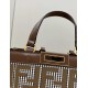 Replica Shopper Fendi X-Tote in lana pied de poule con ricamo FF 8BH374 Marrone Replica Shopper Fendi X-Tote in lana pied de poule con ricamo FF 8BH374 Marrone