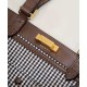 Replica Shopper Fendi X-Tote in lana pied de poule con ricamo FF 8BH374 Marrone Replica Shopper Fendi X-Tote in lana pied de poule con ricamo FF 8BH374 Marrone
