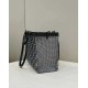 Replica Shopper Fendi X-Tote in lana pied de poule con ricamo FF 8BH374 Grigia Replica Shopper Fendi X-Tote in lana pied de poule con ricamo FF 8BH374 Grigia