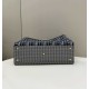 Replica Shopper Fendi X-Tote in lana pied de poule con ricamo FF 8BH374 Grigia Replica Shopper Fendi X-Tote in lana pied de poule con ricamo FF 8BH374 Grigia