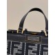Replica Shopper Fendi X-Tote in lana pied de poule con ricamo FF 8BH374 Grigia Replica Shopper Fendi X-Tote in lana pied de poule con ricamo FF 8BH374 Grigia