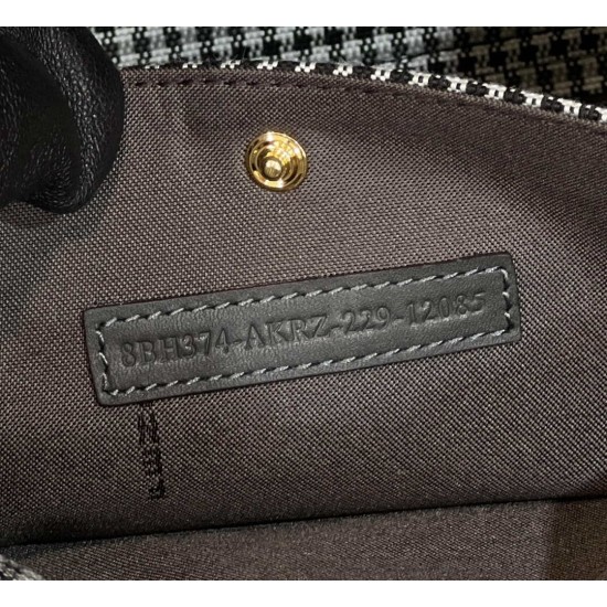 Replica Shopper Fendi X-Tote in lana pied de poule con ricamo FF 8BH374 Grigia Replica Shopper Fendi X-Tote in lana pied de poule con ricamo FF 8BH374 Grigia