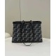 Replica Shopper Fendi X-Tote in lana pied de poule con ricamo FF 8BH374 Grigia Replica Shopper Fendi X-Tote in lana pied de poule con ricamo FF 8BH374 Grigia