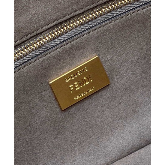 Replica Borsa Fendi 8BR600 Baguette Chain Midi FF in tessuto tapestry grigio Replica Borsa Fendi 8BR600 Baguette Chain Midi FF in tessuto tapestry grigio