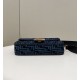 Replica Borsa in tessuto arazzo Fendi 8BR600 Baguette Chain Midi FF Blu Navy Replica Borsa in tessuto arazzo Fendi 8BR600 Baguette Chain Midi FF Blu Navy