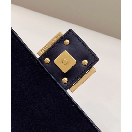 Replica Borsa in tessuto arazzo Fendi 8BR600 Baguette Chain Midi FF Blu Navy Replica Borsa in tessuto arazzo Fendi 8BR600 Baguette Chain Midi FF Blu Navy