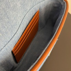 Fendi Baguette Mini Bag 8BS017 ricamo motivo FF denim Blu