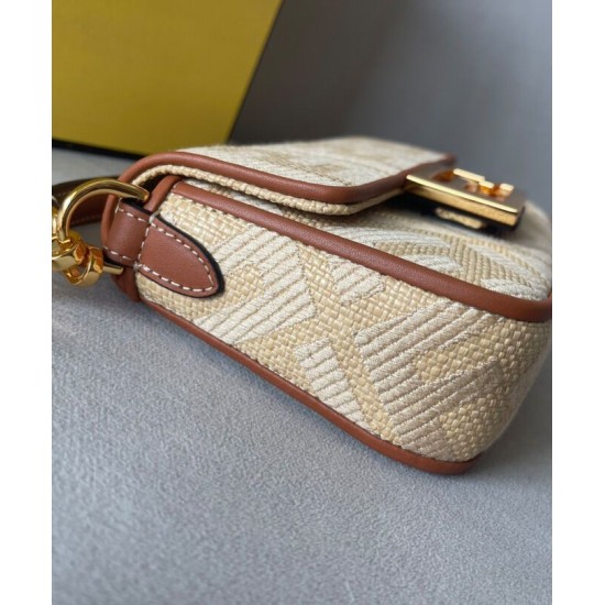 Replica Fendi Baguette Mini Bag 8BS017 denim motivo FF ricamo Caffè Replica Fendi Baguette Mini Bag 8BS017 denim motivo FF ricamo Caffè