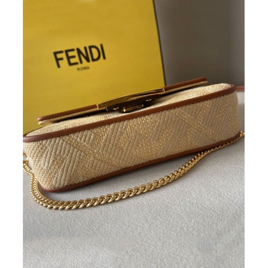 Replica Fendi Baguette Mini Bag 8BS017 denim motivo FF ricamo Caffè Replica Fendi Baguette Mini Bag 8BS017 denim motivo FF ricamo Caffè