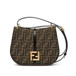 Fendi C'mon Borsa a cartella media con curvatura 8BT366 Caffè