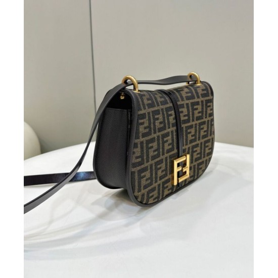 Replica Fendi C'mon Borsa a cartella media con curvatura 8BT366 Caffè Replica Fendi C'mon Borsa a cartella media con curvatura 8BT366 Caffè