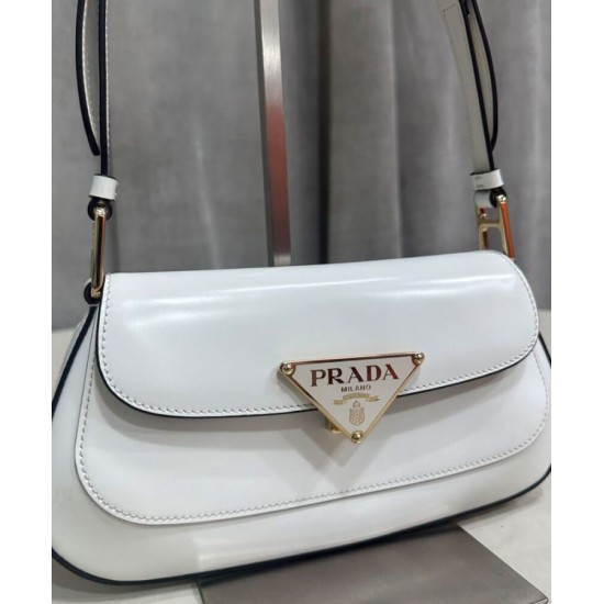 Replica Borsa a tracolla Prada in pelle spazzolata 1BD345 Bianca Replica Borsa a tracolla Prada in pelle spazzolata 1BD345 Bianca
