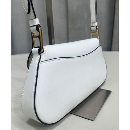Replica Borsa a tracolla Prada in pelle spazzolata 1BD345 Bianca Replica Borsa a tracolla Prada in pelle spazzolata 1BD345 Bianca