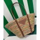 Replica Borsa tote Prada in paglia e pelle 1BG312 Caffè Replica Borsa tote Prada in paglia e pelle 1BG312 Caffè