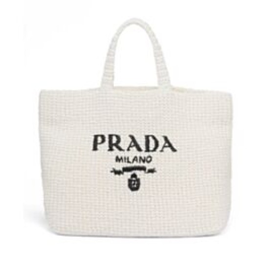 Replica Borsa tote Prada all'uncinetto 1BG392 Crema Replica Borsa tote Prada all'uncinetto 1BG392 Crema