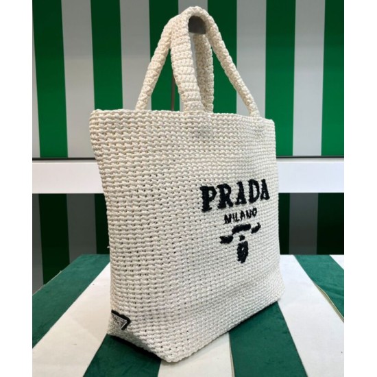 Replica Borsa tote Prada all'uncinetto 1BG392 Crema Replica Borsa tote Prada all'uncinetto 1BG392 Crema