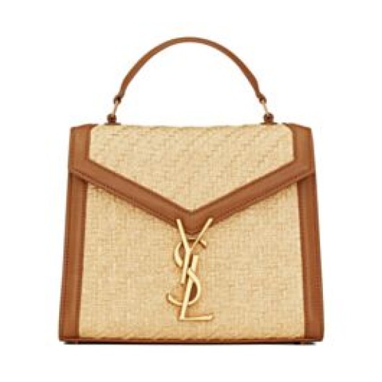 Replica Borsa YSL Saint Laurent Cassandra Mini Top Handle in rafia e pelle conciata al vegetale Caffè Replica Borsa YSL Saint Laurent Cassandra Mini Top Handle in rafia e pelle conciata al vegetale Caffè