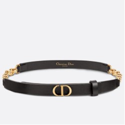 Cintura Dior Caro 15MM in pelle di vitello e catena Nera