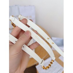 Cintura Dior Caro 15MM in pelle di vitello e catena Bianca