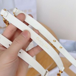 Cintura Dior Caro 15MM in pelle di vitello e catena Bianca
