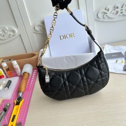 Borsa a tracolla Dior CD Lounge Pelle di agnello macrocannage nera Borsa a tracolla Dior CD Lounge Pelle di agnello macrocannage nera