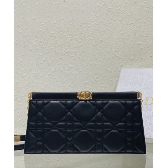 Replica Pochette Christian Dior Caro Colle Noire con borsa a catena Replica Pochette Christian Dior Caro Colle Noire con borsa a catena