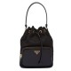 Replica Borsa Prada Re-Nylon e pelle spazzolata 1BH038 Nera