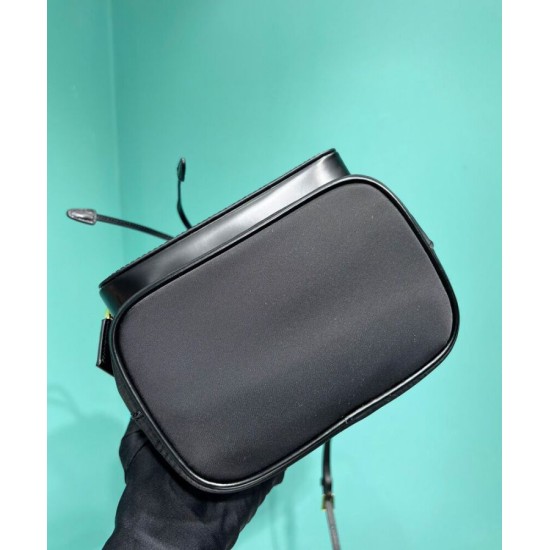Replica Borsa Prada Re-Nylon e pelle spazzolata 1BH038 Nera