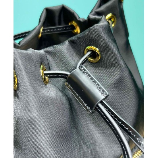 Replica Borsa Prada Re-Nylon e pelle spazzolata 1BH038 Nera