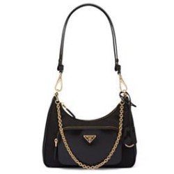 Prada Minibag In Re-Nylon E Pelle Spazzolata 1BC198 Nera