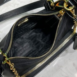 Prada Minibag In Re-Nylon E Pelle Spazzolata 1BC198 Nera