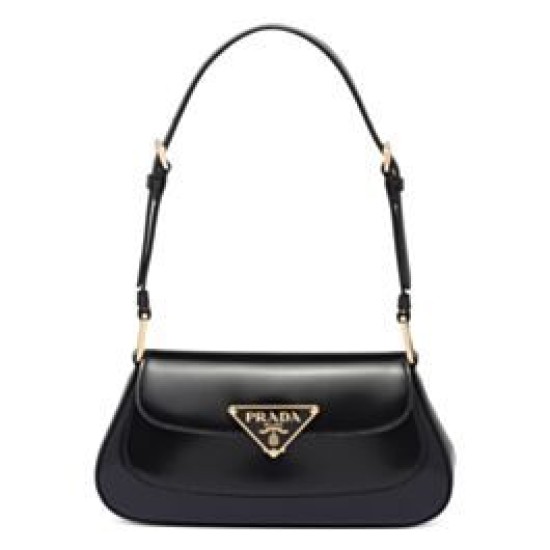 Replica Borsa a tracolla Prada in pelle spazzolata 1BD345 Nera Replica Borsa a tracolla Prada in pelle spazzolata 1BD345 Nera