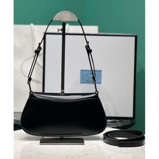 Replica Borsa a tracolla Prada in pelle spazzolata 1BD345 Nera Replica Borsa a tracolla Prada in pelle spazzolata 1BD345 Nera