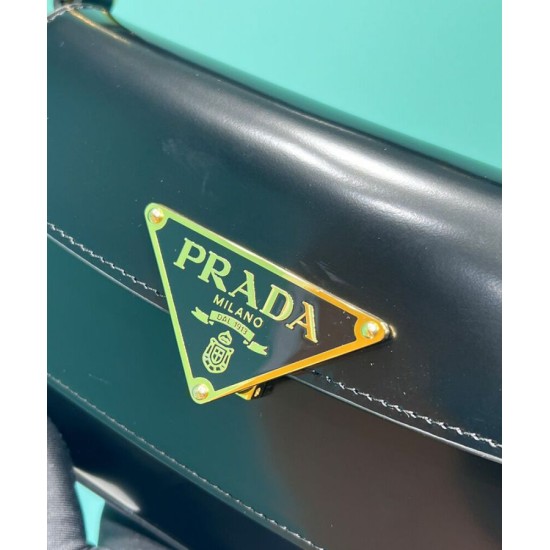 Replica Borsa a tracolla Prada in pelle spazzolata 1BD345 Nera Replica Borsa a tracolla Prada in pelle spazzolata 1BD345 Nera