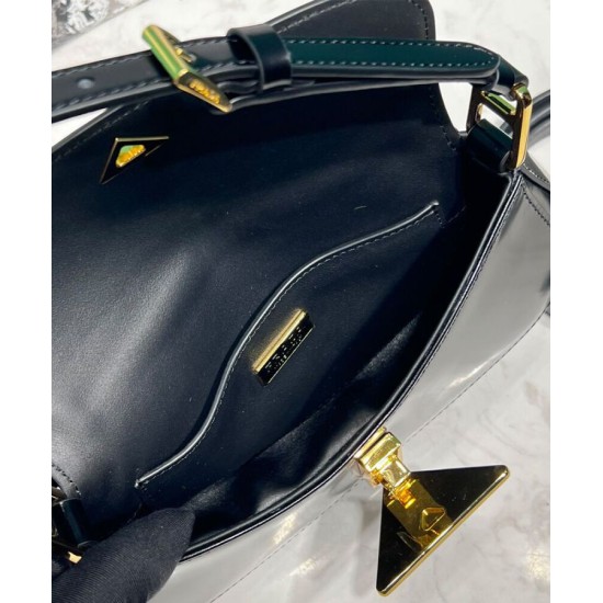 Replica Borsa a tracolla Prada in pelle spazzolata 1BD345 Nera Replica Borsa a tracolla Prada in pelle spazzolata 1BD345 Nera