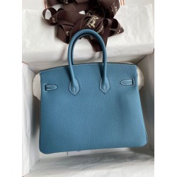 Borsa Hermes Birkin 25 Retourne Blu Jean Clemence Borsa Hermes Birkin 25 Retourne Blu Jean Clemence