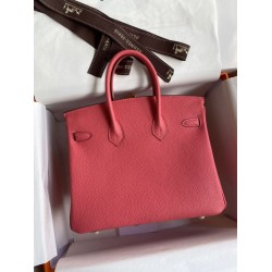 Hermes Birkin 25 Retourne Borsa fatta a mano Rossetto rosa Clemence Hermes Birkin 25 Retourne Borsa fatta a mano Rossetto rosa Clemence