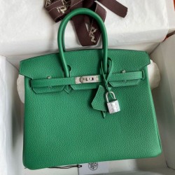 Borsa Hermes Birkin 25 Retourne Clemence grigio perla