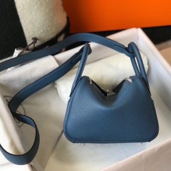 Borsa Hermes Lindy Mini Agata Blu Clemence